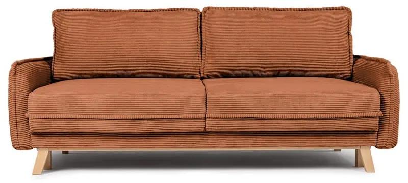 Оранжев велурен разтегателен диван 218 cm Tori - Bonami Selection
