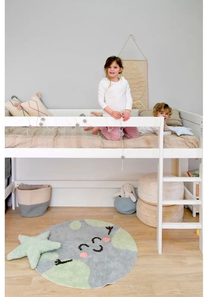 Син ръчно изработен памучен детски килим подходящ за пране ø100 cm Big Big World – Lorena Canals