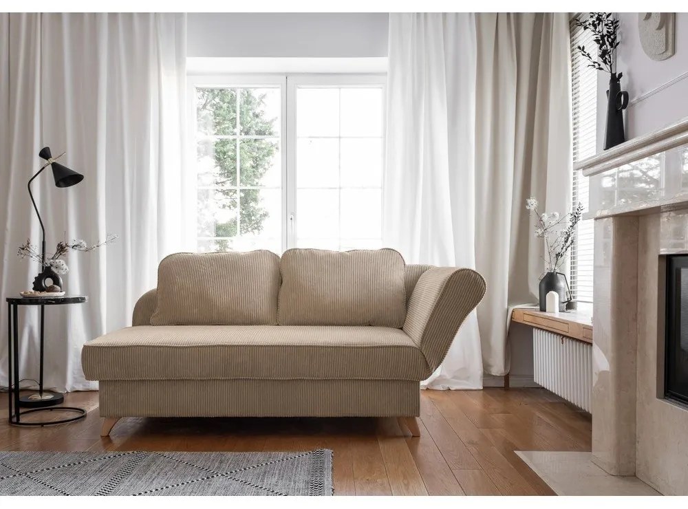 Кафяво-сив шезлонг от рипсено кадифе (десен ъгъл) Chic Charlotte – Miuform