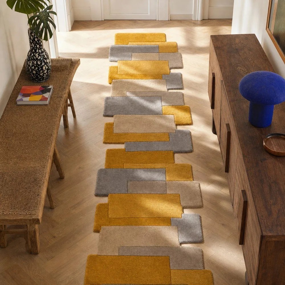 Пътека от жълта и бежова вълна , 60 x 230 cm Collage - Flair Rugs