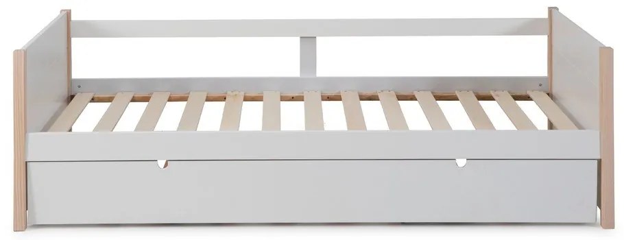 Детско легло от борова дървесина с допълнително разтегателно легло в бял и естествен цвят 90x190 cm Kiara - Marckeric