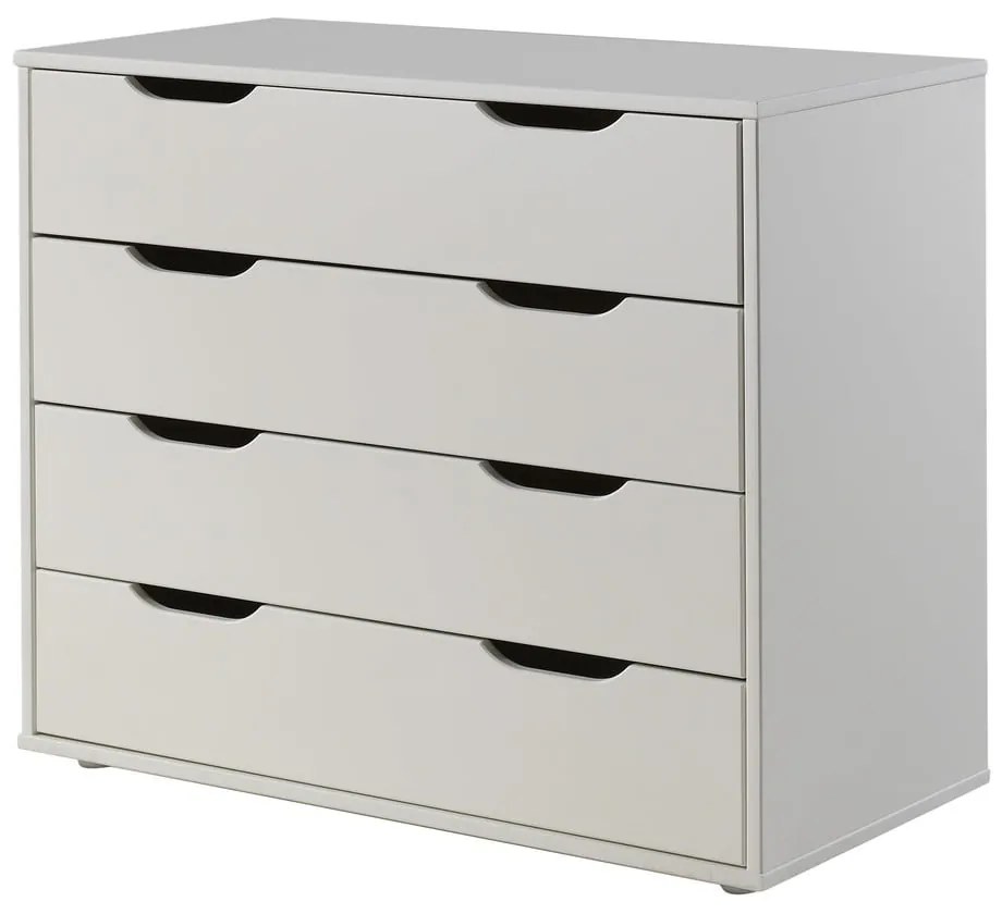 Бяло повдигнато детско легло от масивен бор с място за съхранение и включена подматрачна рамка 90x200 cm Scott – Vipack