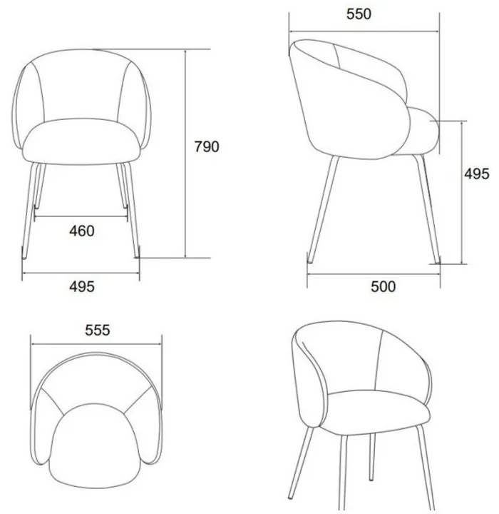 Кремави тапицирани трапезни столове в комплект 2 бр. Eleanor – Actona
