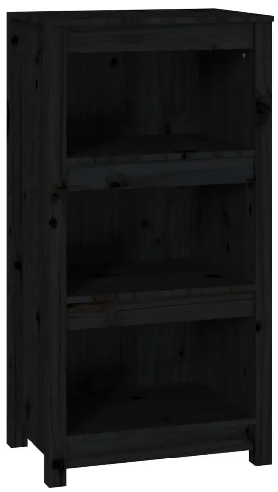 821708 vidaXL Библиотека, черна, 50x35x97 см, бор масив