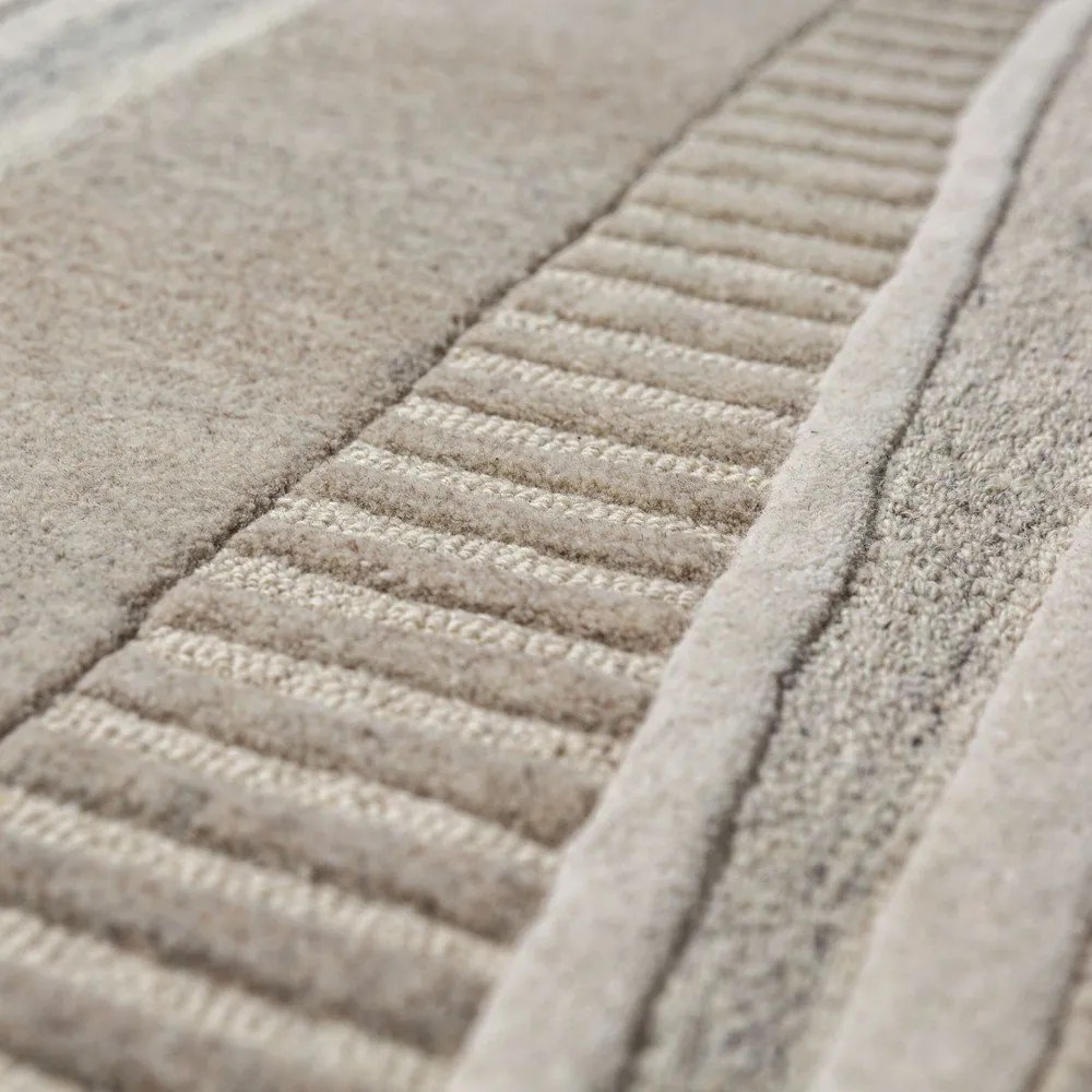 Сиво-бежова ръчно изработена вълнена пътека 80x300 cm Lira – Flair Rugs