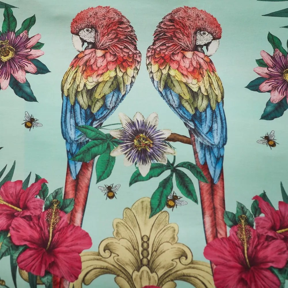 Зелено-синьо единично спално бельо от памучен сатен 135x200 cm Paradise Parrot – Matthew Williamson