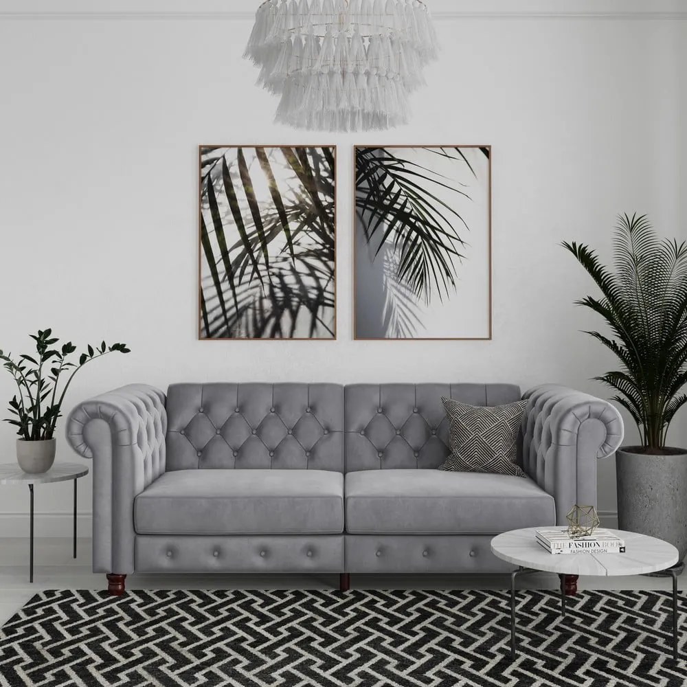 Светлосив кадифен диван 236 cm Felix – Støraa