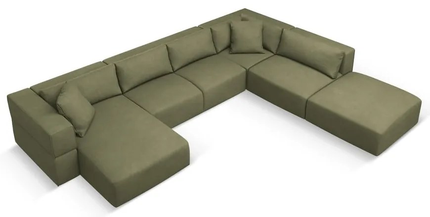Светлозелен ъгъл U-образен диван, десен ъгъл Esther – Milo Casa