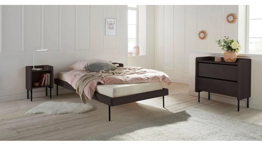 Черен висок скрин от дъб 80x82 cm Wrap - Bonami Selection