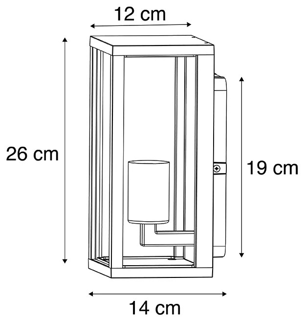 Интелигентна стенна лампа черна 26 см IP44 с WiFi ST64 - Charlois
