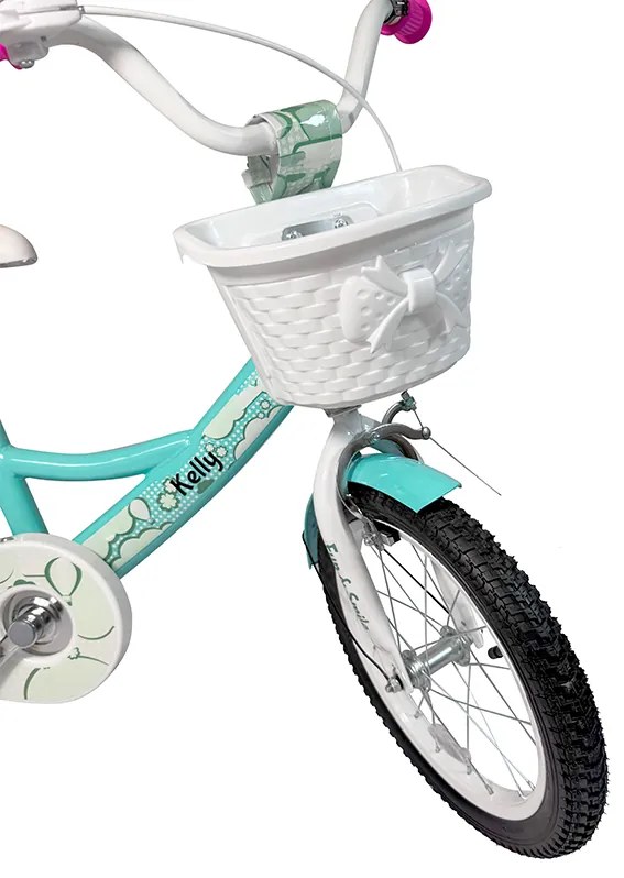 Детски велосипед с водеща щанга, кошница и помощни колела 16 – за деца на възраст от 4 до 6 години