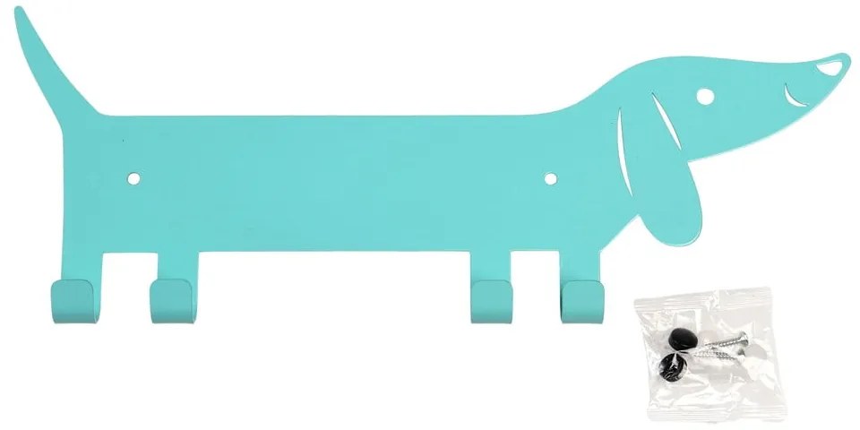 Тюркоазена метална стенна детска закачалка Sausage Dog – Rex London