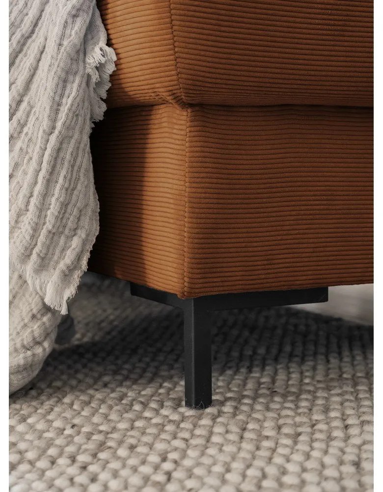 Оранжево-кафяв разтегателен ъглов диван от рипсено кадифе (ляв ъгъл) Lofty Lilly – Miuform