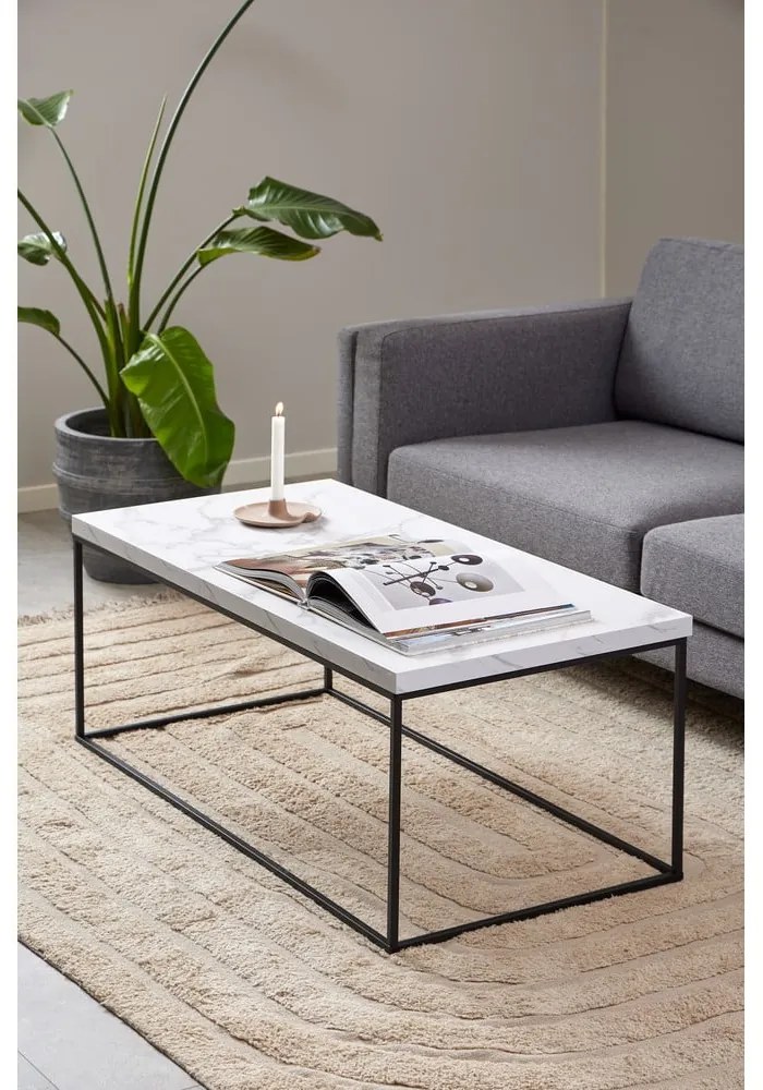 Бежова масичка за кафе с плот от имитация на мрамор 55x110 cm Barossa – Actona