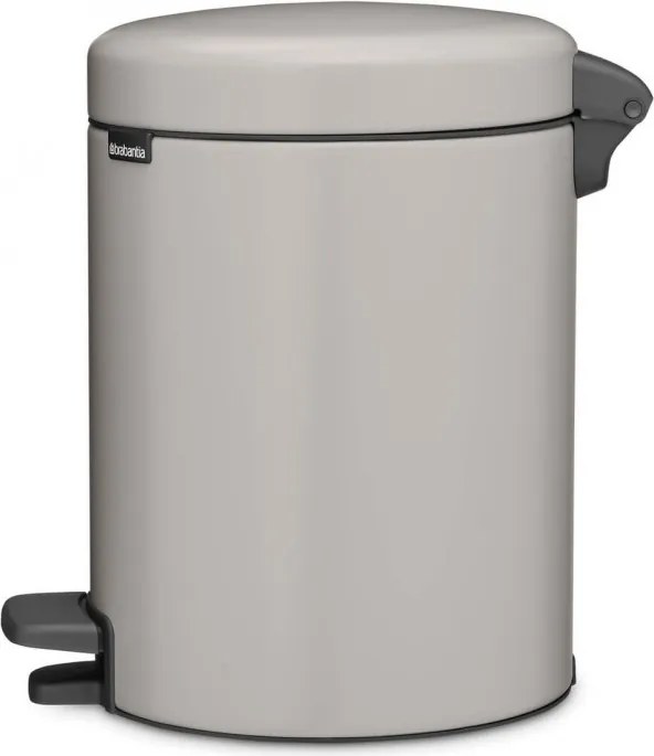 Кош за боклук с педал Brabantia NewIcon 1010434, 5 л, Леко затваряне, Противоплъзгаща основа, Светлосив