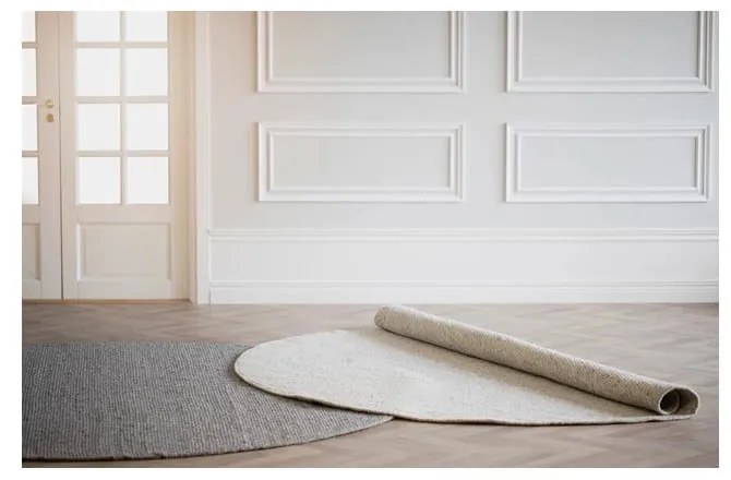 Кръгъл килим от сива вълна ø 250 cm Auckland - Rowico