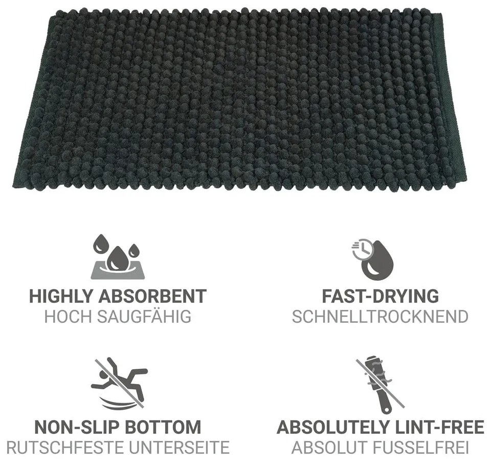 Тъмнозелен текстилен килим за баня 50x80 cm Solivo – Wenko