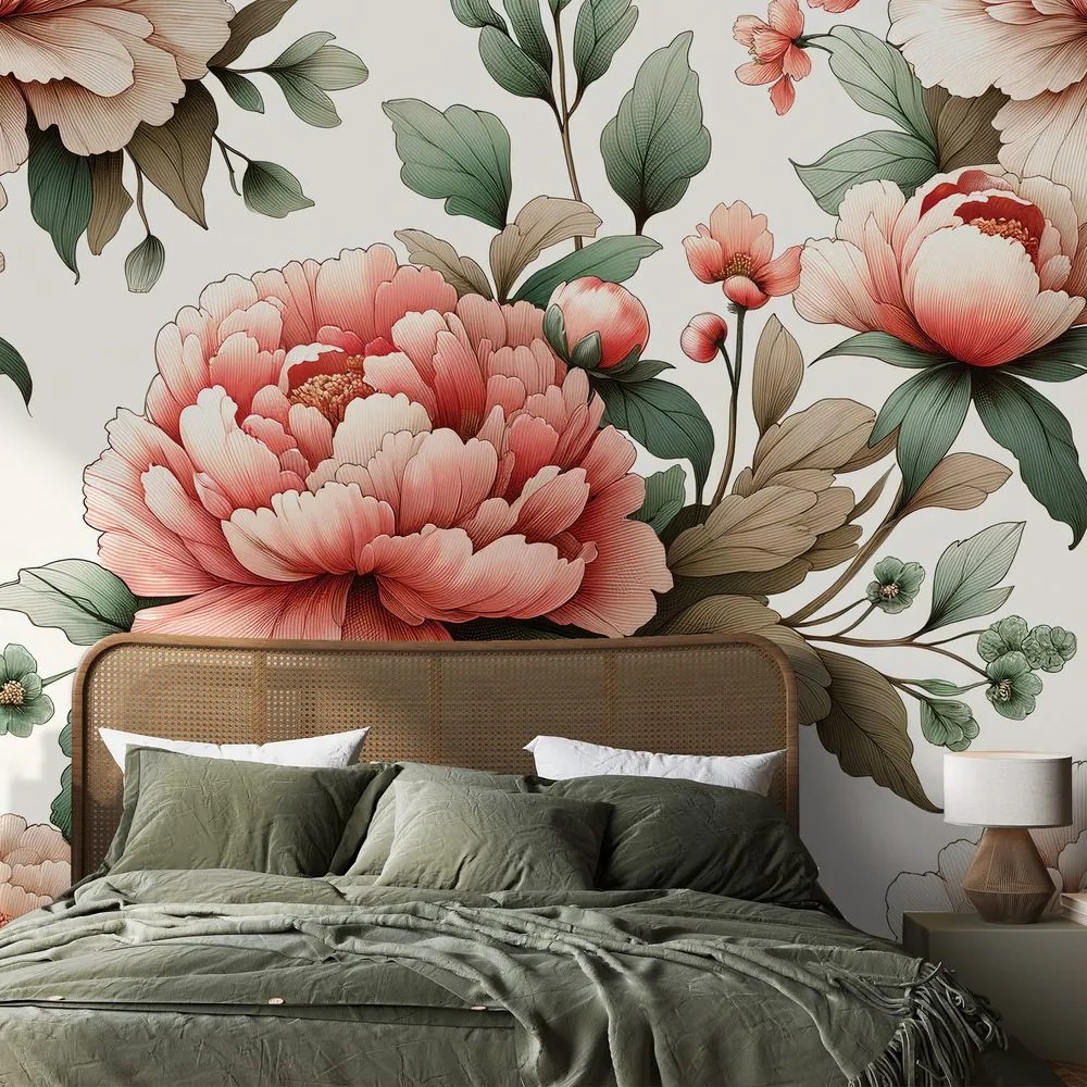 Тапет – Романтични розови божури