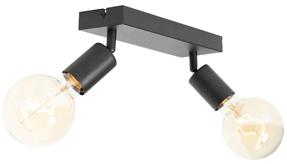 Модерен прожектор черен правоъгълен 2-светлина - Facil