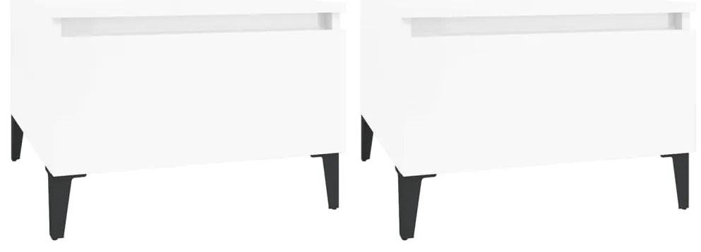 819521 vidaXL Странични маси, 2 бр, бял гланц, 50x46x35 см, инженерно дърво