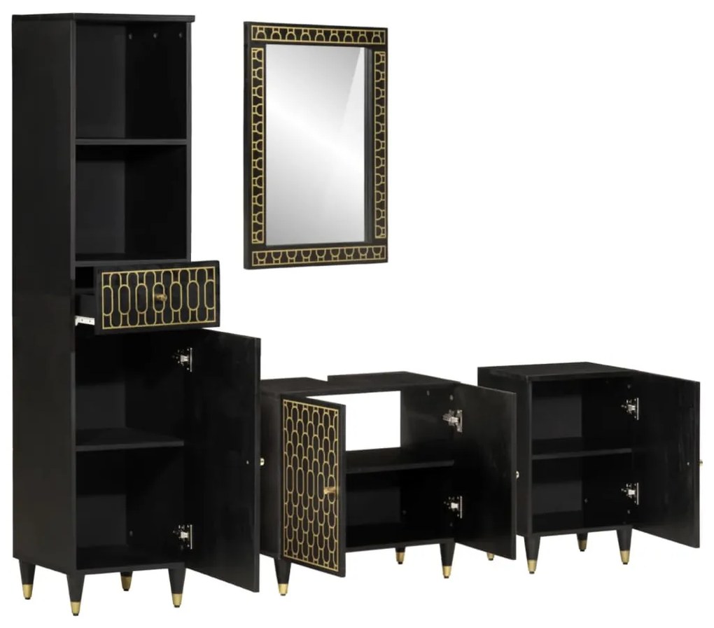 3206327 vidaXL Комплект мебели за баня, 4 части, масивна мангова дървесина