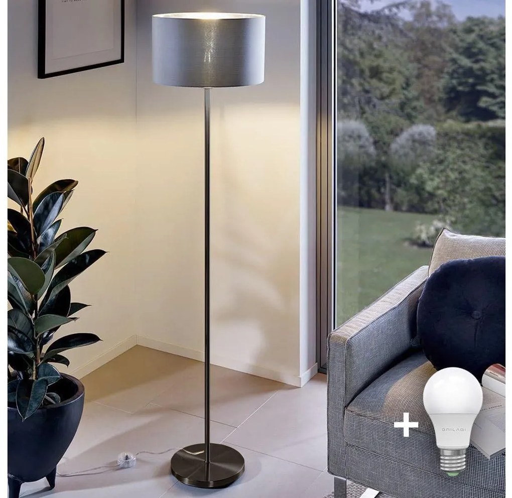 LED подова лампа TUNJA 1xE27/20W/230V, Ø 30 см, черна/сива