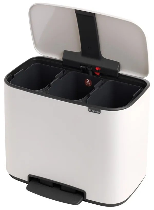 Бяло стоманено кошче за боклук за рециклиране с педал 33 l Bo – Brabantia