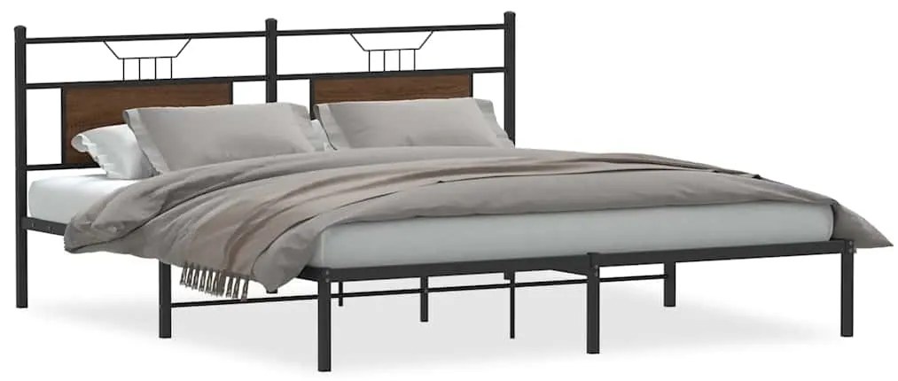 4106844 vidaXL Рамка за легло без матрак Кафяв дъб Инженерна дървесина