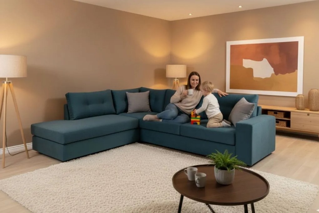 Ъглов диван Hanson-Petrol-Left