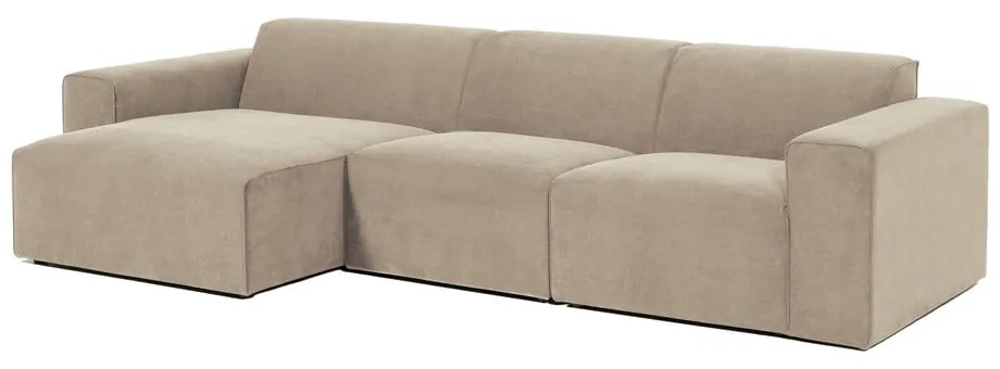 Бежов ъглов диван от велур (ляв ъгъл) Sting - Scandic