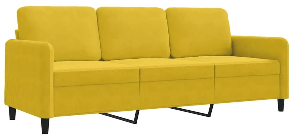 359458 vidaXL 3-местен диван, жълт, 180 см, кадифе