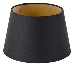 Абажур от памук черен 20/15/13 със златен интериор