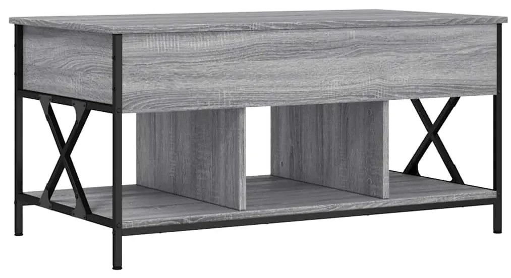 845339 vidaXL Кафе маса, сив сонома, 100x55x50 см, инженерно дърво и метал