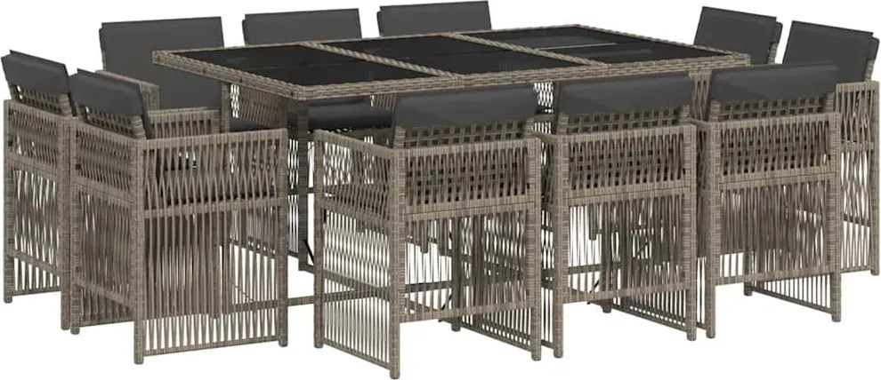 3211028 vidaXL Градински комплект с възглавници 11 части сив полиратан