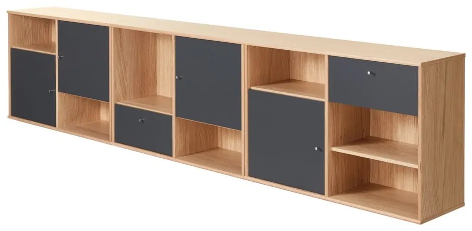 Черен нисък скрин от дъб 267x61 cm Mistral - Hammel Furniture