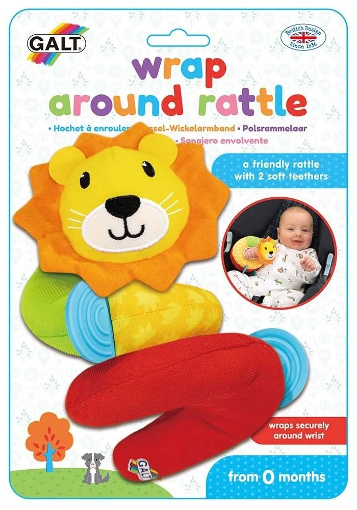 Galt - Бебешка дрънкалка за китка - Лъвче