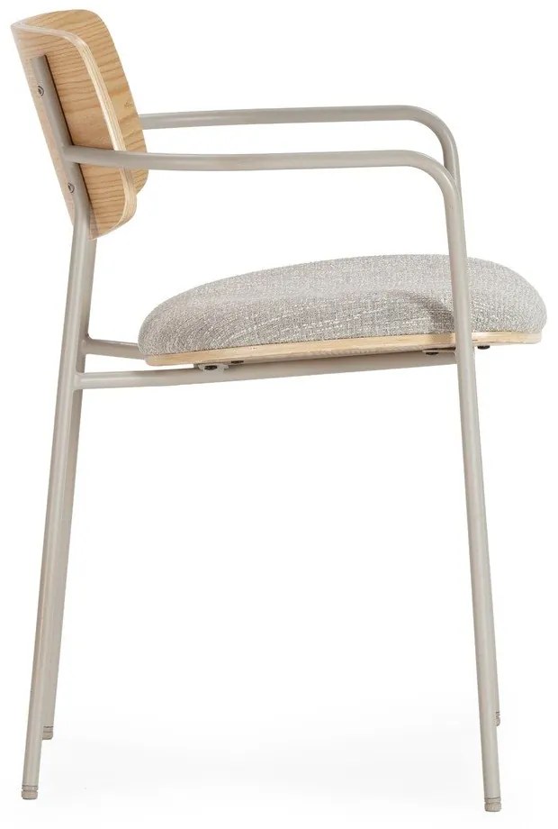 Светлосиви/в естествен цвят тапицирани трапезни столове в комплект с подлакътници Nour – MOME