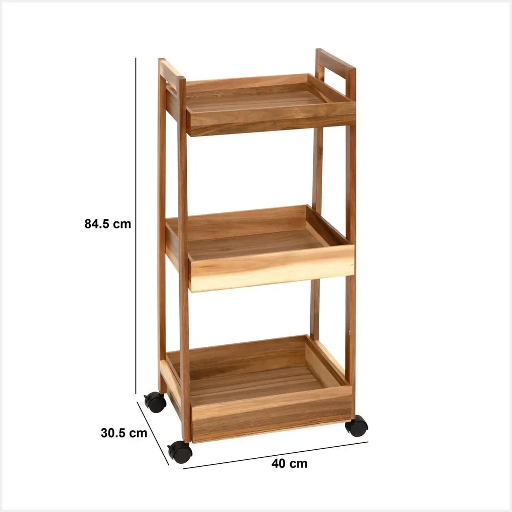 Кухненска количка 5five, Акация, 3 нива, 40x31x85 cm