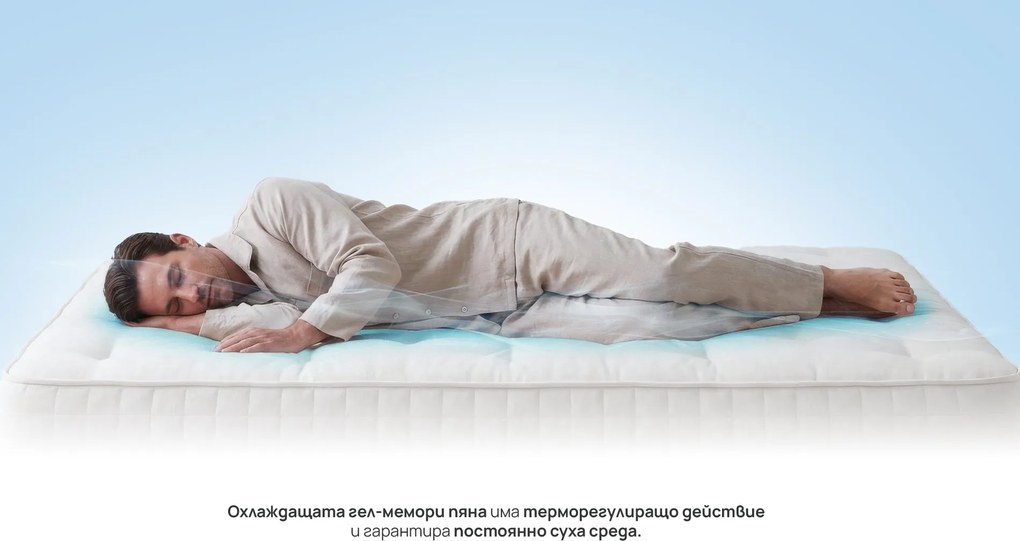 Топ матрак Zymmo, Sava, 160x200x6, Мек, Терморегулиращ гел, Мемори гел пяна