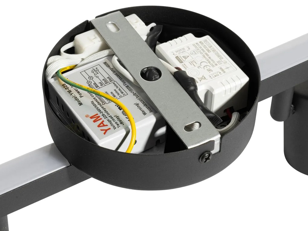 Таванен прожектор черен GU10 50mm 2-светлини вкл. подсветка - Back Up