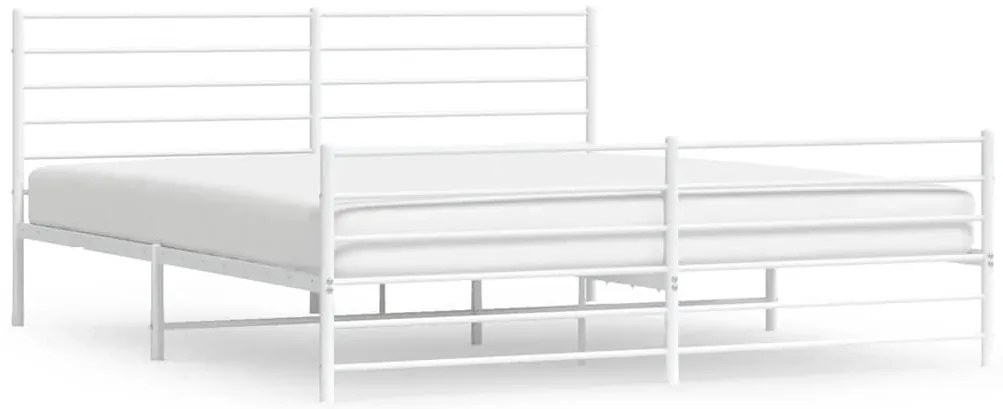 352390 vidaXL Метална рамка за легло с горна и долна табла, бяла, 180x200 см