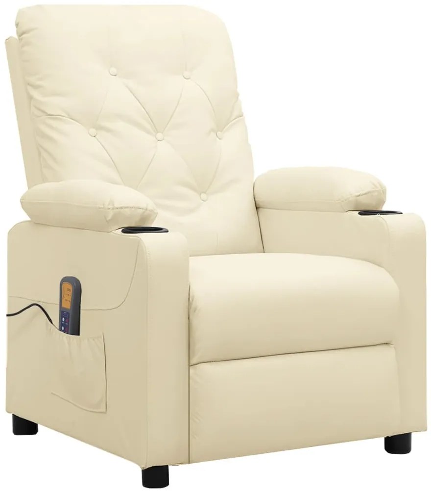 339132 vidaXL Масажен стол, кремав, изкуствена кожа