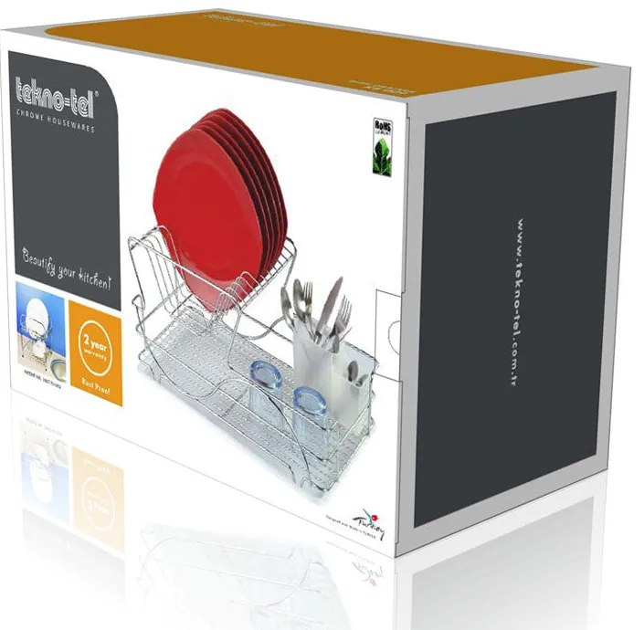 СУШИЛНИК ЗА СЪДОВЕ TEKNO TEL KB 009 , 2 нива , хром-прозрачна тавичка