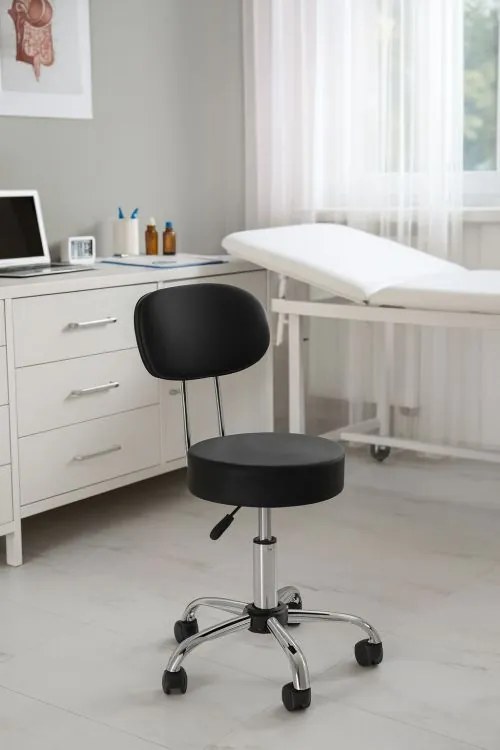 Регулируем на височина въртящ се стол с облегалка Бял