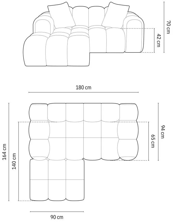 Кремав шенилов ъглов диван (ляв ъгъл) Treno – Cosmopolitan Design