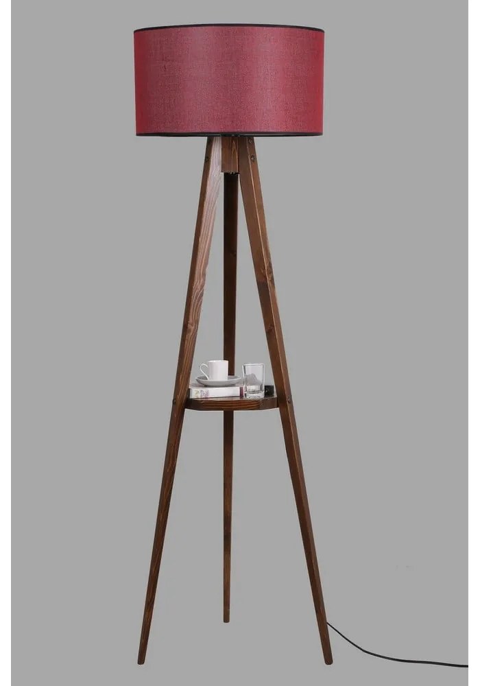 Червена и кафява подова лампа с текстилен абажур (височина 153 cm) Sehbalı Tripod – Opviq lights