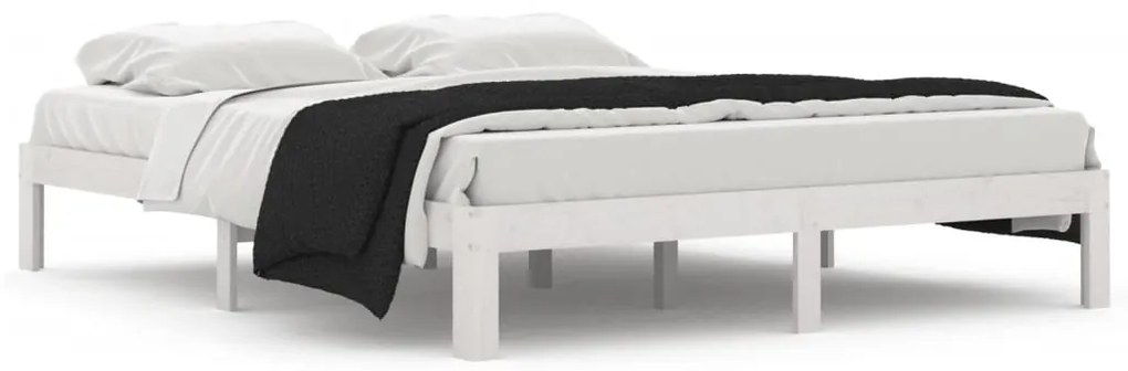 810376 vidaXL Рамка за легло, бяла, бор масив, 160х200 см