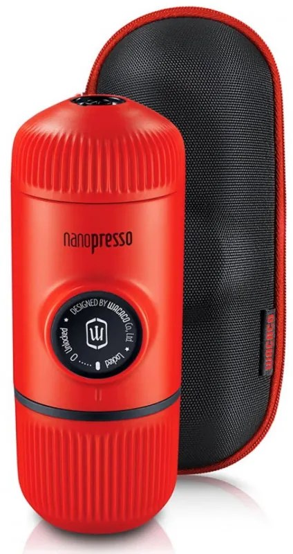 Преносима еспресо машина Wacaco Nanopresso Lava Red, 18bar, 80 мл, За мляно кафе, Без необходимост от зареждане и батерии, Калъфче, Червен