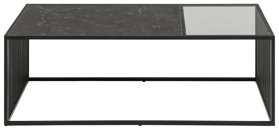 Черна масичка за кафе със стъклен плот 60x120 cm Strington - Actona