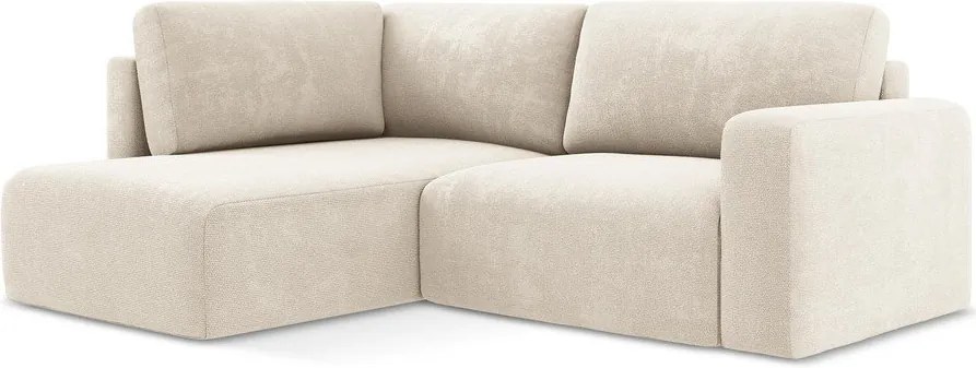 Кремав шенилов сгъваем/с място за съхранение ъглов диван (ляв ъгъл/L форма) Kona – Makamii